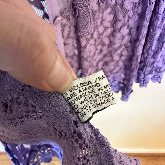 Vintage Womens Purple Lavender Long Sleeve Button Up Shirt Top Medium Lace - Picture 5 of 13
